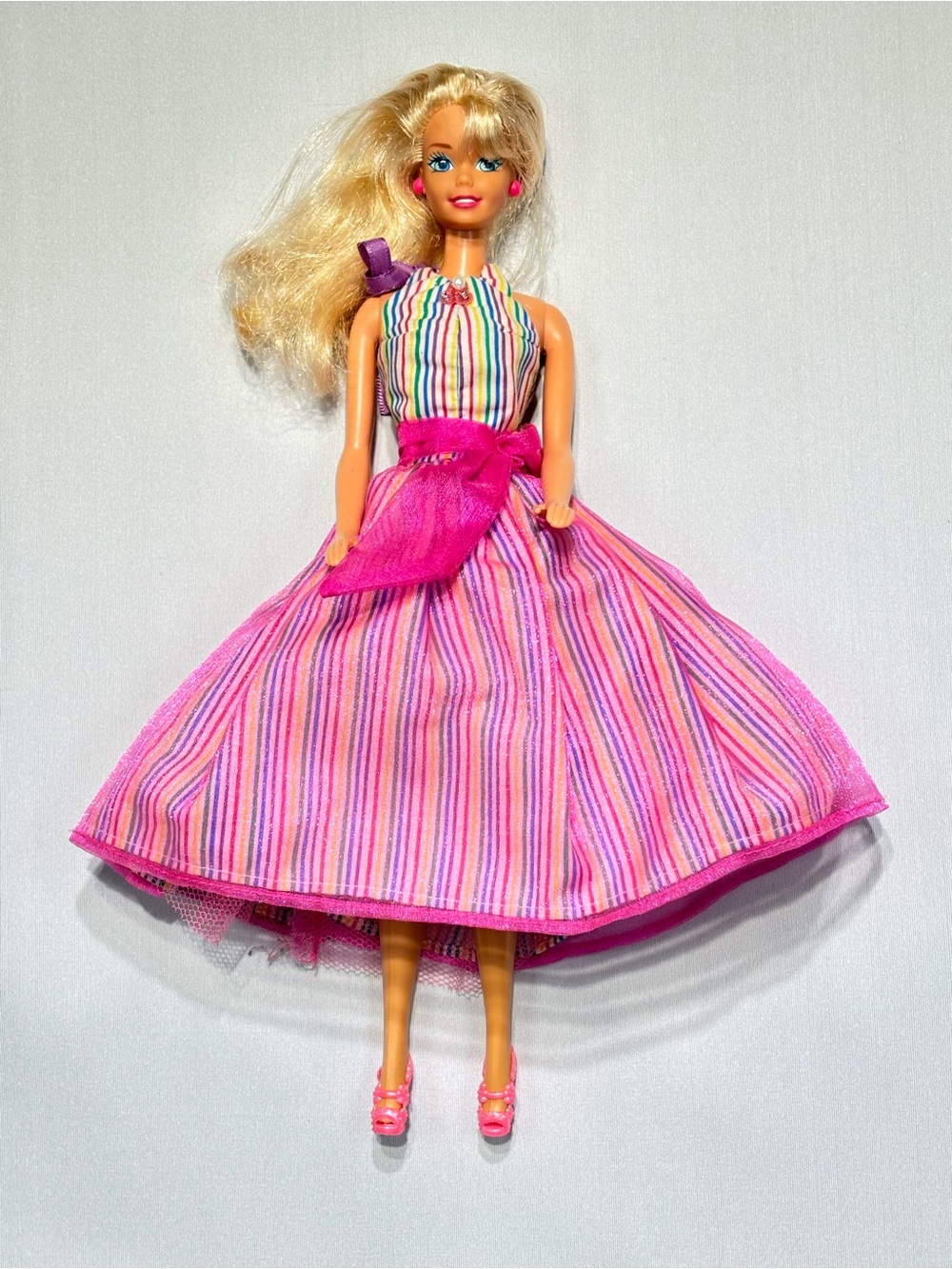 Barbie Pink Multi-Stripe Dress Doll with Hot Pink Accents